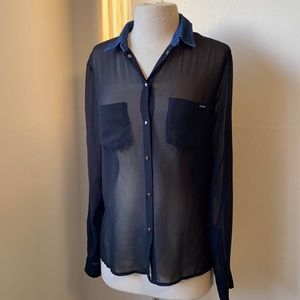 Diese Black Sheer Long Sleeve  Boho Top S